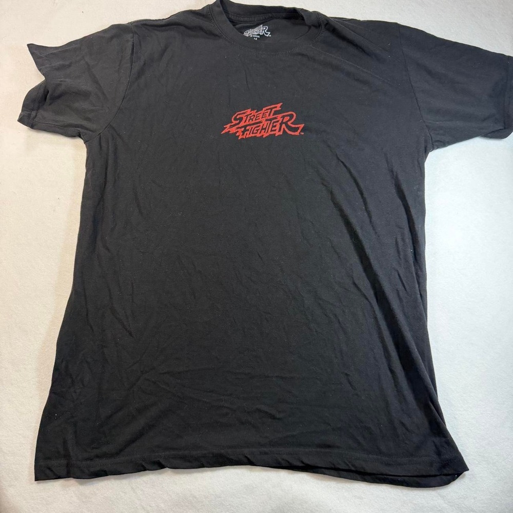 Street Fighter Ryu Hadoken Graphic Tee Black Capcom Manga Shirt Mens Size M